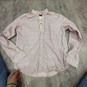 Cactus Men's Red Patterned Casual Button-Down Shirt